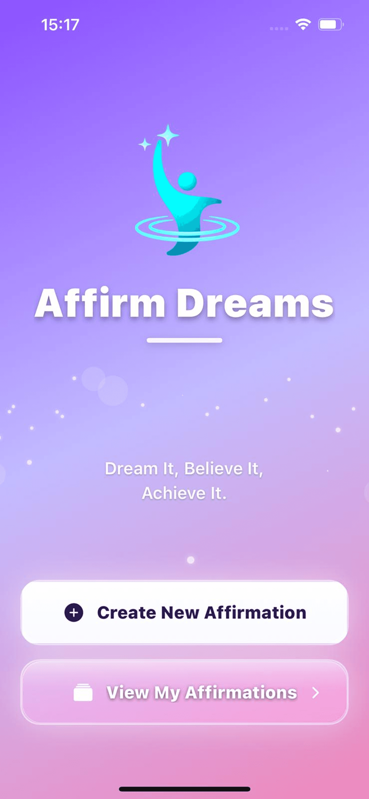 Affirm Dreams App Home Screen